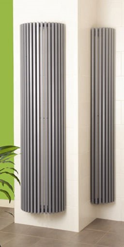 bassano vertical round contemporary designer radiator <br> colour shown - GREY TEX MET