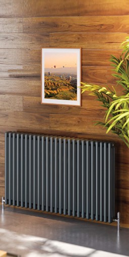 roma gloss slate grey steel column radiator