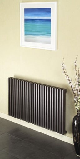 bassano horizontal contemporary designer radiator <BR> colour shown BROWN TEX MET 