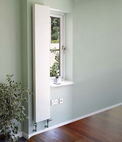milano vertical flat panel contemporary radiator <br> colour shown RAL 9016 