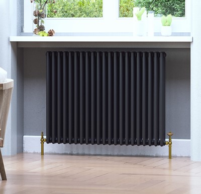 roma matt black horizontal radiator