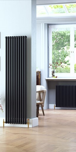 roma matt black steel column radiator
