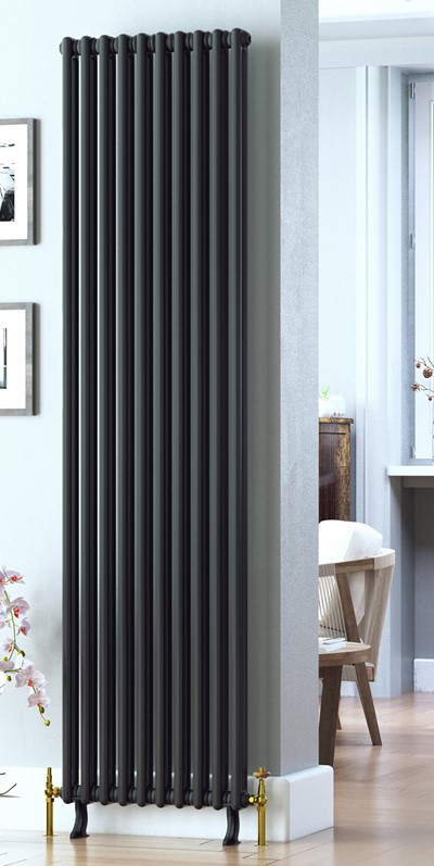 roma matt black vertical radiator